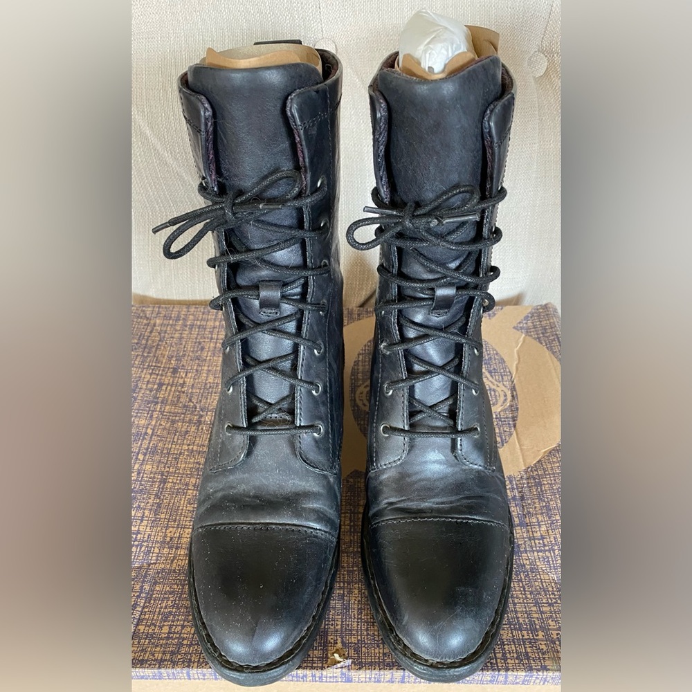 Born Shoes Born Neon Lace Up Combat Boot Black Leather, Sz 7.5 - Picture 3 of 10